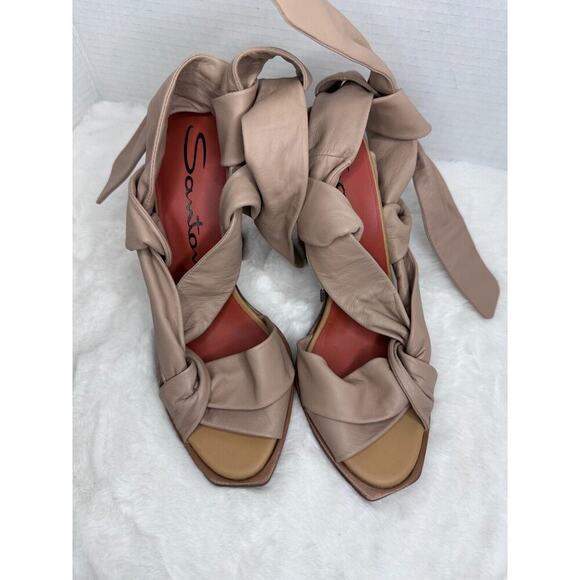 Santoni Tan Leather Straps Women's High Heel Sandal Pump Size UE 37 - Picture 16 of 16